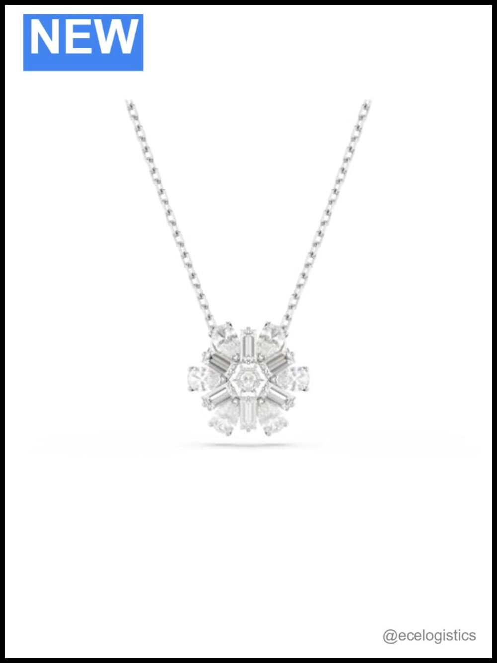 Swarovski Idyllia Snowflake Pendant Necklace Rhodium Plated Crystal